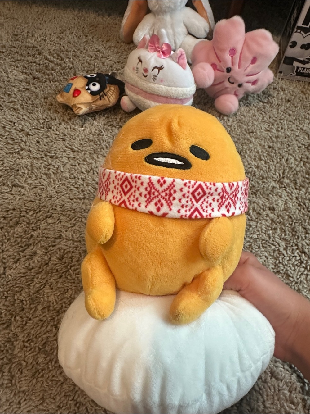 Gudetama Plush with Patterned Scarf - Yellow
